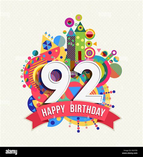 Feliz cumpleaños 92 de 92 años, divertida celebración de aniversario ...