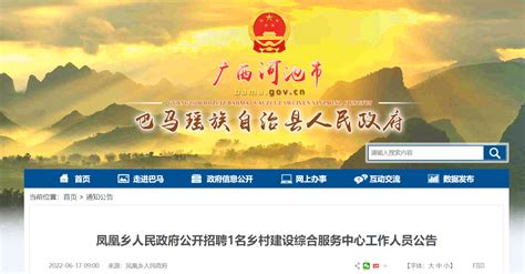 2022广西河池市巴马瑶族自治县凤凰乡人民政府招聘公告