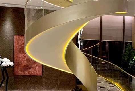 重庆楼梯厂家加工订制铜铝楼梯扶手 电镀K金旋转楼梯免费打样安装-阿里巴巴