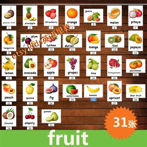50种水果英语单词图片,水果类,常见_大山谷图库