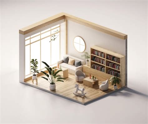isometric-view-living-room-muji-style-open-inside-interior-architecture ...