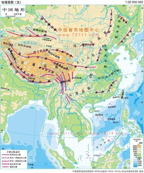 中国的山脉分布图图片