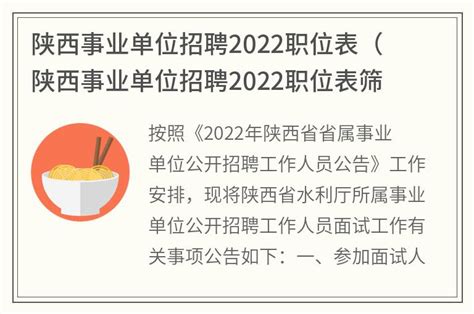 陕西事业单位招聘2022职位表(陕西事业单位招聘2022职位表筛选)_金纳莱网