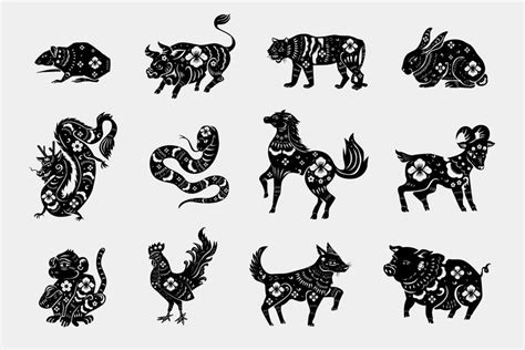 中国动物十二生肖psd黑色年画系列素材-高清图片-摄影照片-寻图免费打包下载