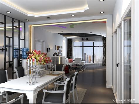 客厅餐厅一体化家庭装饰效果图 – 设计本装修效果图