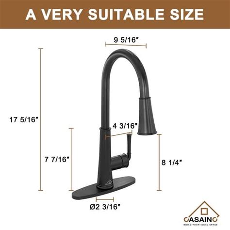 1.8GPM Matte Black Infrared Induction Kitchen Faucet With LED Function ...