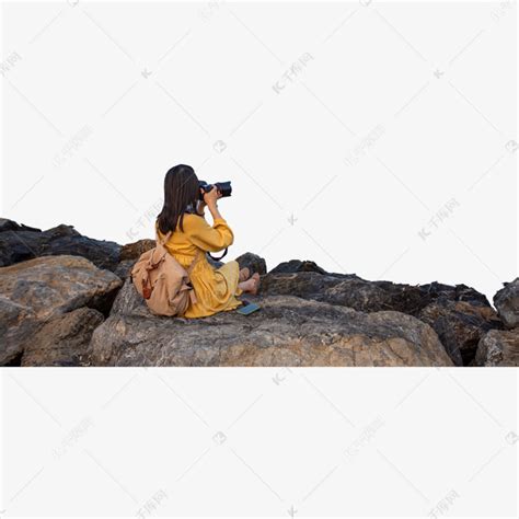 手绘免抠梦幻少女坐在石头上元素PNG图片素材下载_手绘PNG_熊猫办公