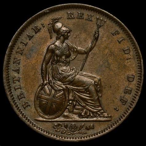 1826 George IV Milled Copper Penny, Plain Saltire, A/UNC