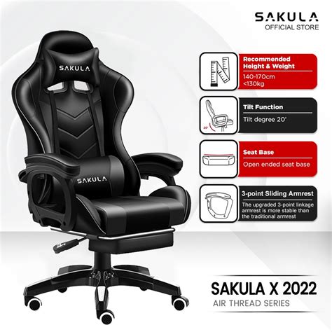 (Massage Plus Footrest) Sakula Gaming Chair Super Silent Universal ...