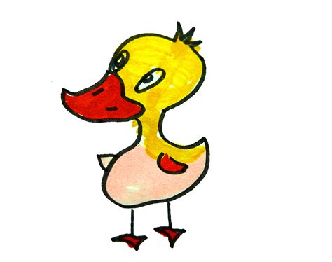 小黄鸭怎么画？可爱卡通鸭子的画法 小黄鸭简笔画绘画教程手绘[ 图片/6P ] - 才艺君