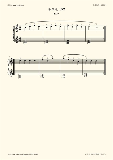 《车尔尼599 NO.9,钢琴谱》车尔尼（五线谱 钢琴曲 指法）-弹吧|蛐蛐钢琴网