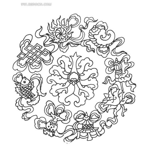 八宝纹和十字纹组合的圆环图案AI素材免费下载_红动中国