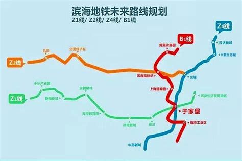 天津滨海新区核心区轨道线网规划图-天津市滨海新区地铁规划图 1.1版（B线、Z线、支线）