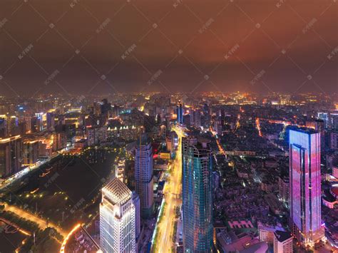 武汉城市建筑夜晚建筑西北湖全景航拍摄影图配图高清摄影大图-千库网