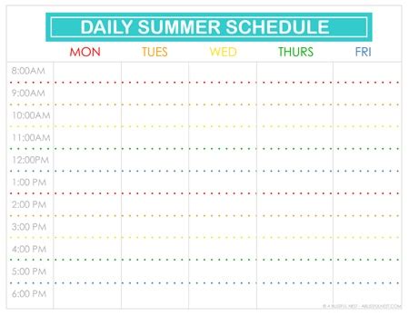 Summer Vacation Schedule Chart Excel Template And Google Sheets File ...