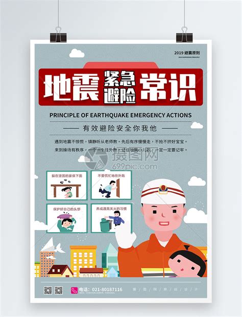 地震自救逃生宣传海报模板素材-正版图片401167941-摄图网
