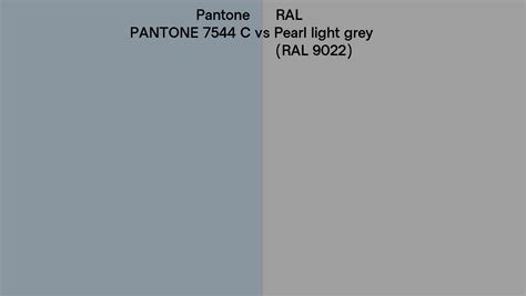 Pantone 7544 C vs RAL Pearl light grey (RAL 9022) side by side comparison