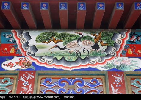 房梁上的仙鹤图案高清图片下载_红动中国