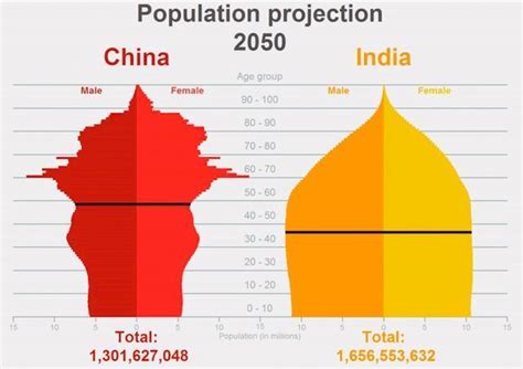 1950年以来中国和印度的人口金字塔对比，长此以往，久视无望|久视|金字塔|印度_新浪新闻