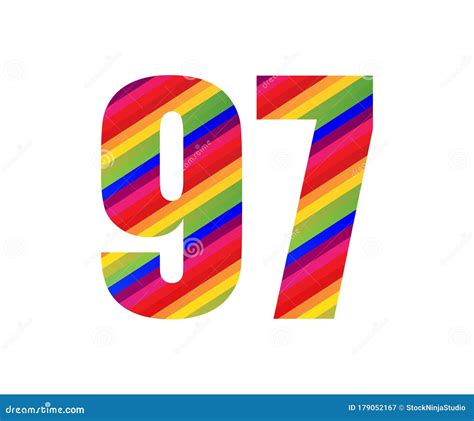 97 Number Rainbow Style Numeral Digit. Colorful Number Vector ...