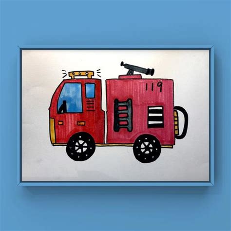 4-5岁儿童简笔画启蒙教程 色彩小消防车怎么画（儿童画猫头鹰涂色作品） - 有点网 - 好手艺