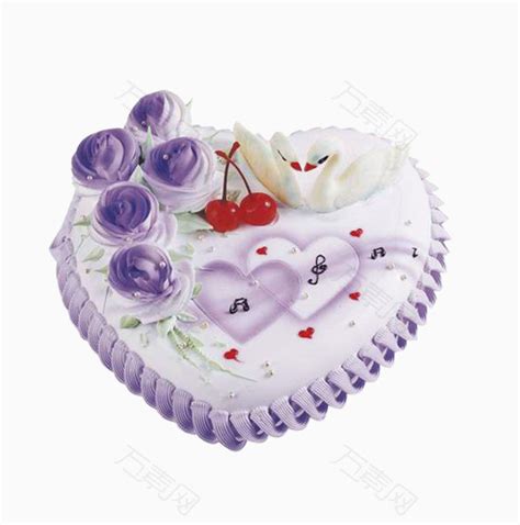 紫色爱心型蛋糕png元素素材图片下载-万素网