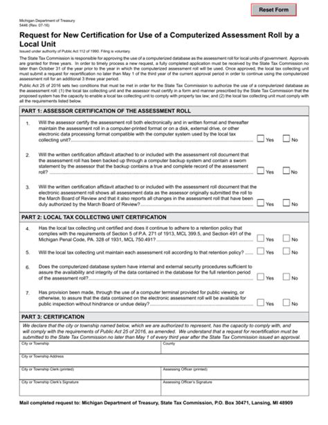 Form 5446 - Fill Out, Sign Online and Download Fillable PDF, Michigan ...