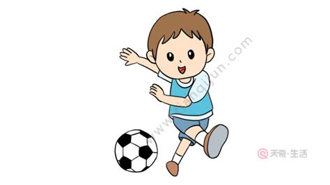 小孩踢足球简笔画 - 天奇生活