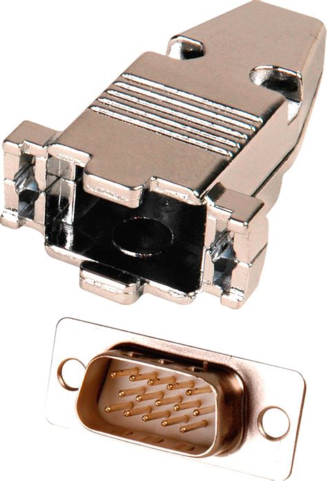 15-Pin HD Male D-Sub Connector with Metal Hood (DP15HD and 9H)