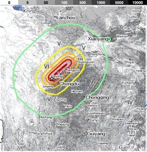 科学网—USGS：四川汶川地震烈度分布图估计 - 陈龙珠的博文