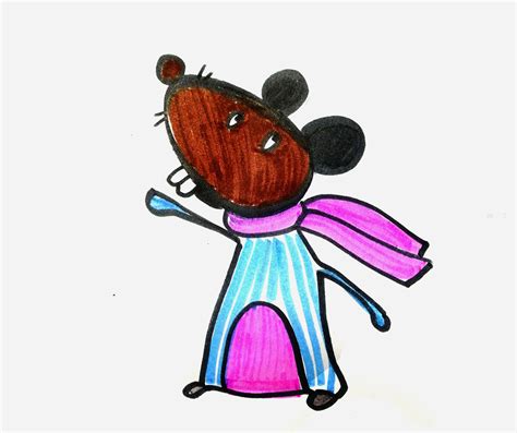 幼儿动物儿童画图片 卡通老鼠的画法步骤 肉丁儿童网
