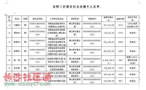 岳阳公布29个老赖个人、老赖企业黑名单_社会_长沙社区通