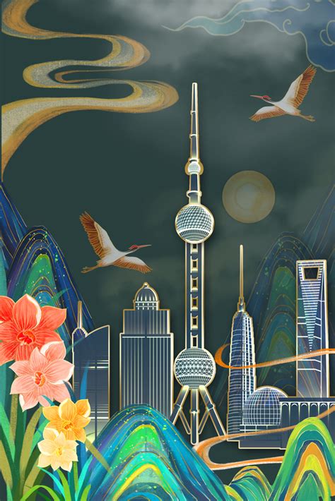 中国上海背景图片-中国上海背景素材图片-千库网