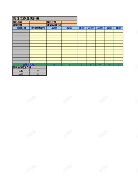 项目工作量统计表Excel模板下载-编号0yPeWjgWe-新图网