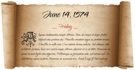 What Day Of The Week Was June 14, 1574?