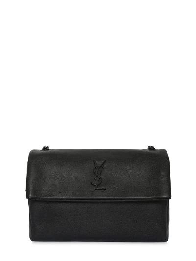 Saint Laurent Monogram Grained Leather Shoulder Bag, Black | ModeSens
