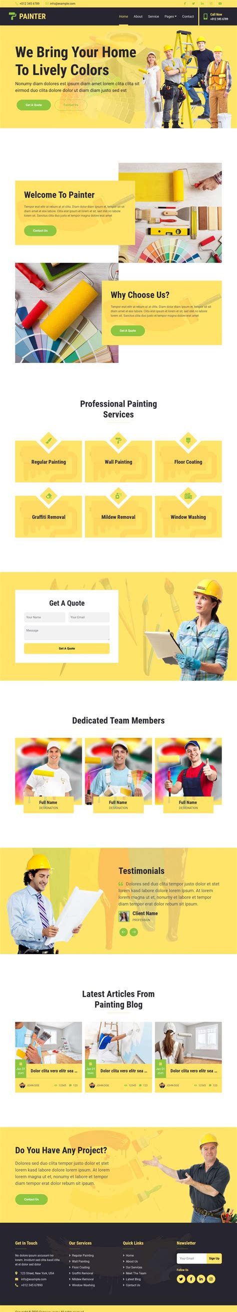 装修公司网站源码，黄色装修网站模板下载-17素材网