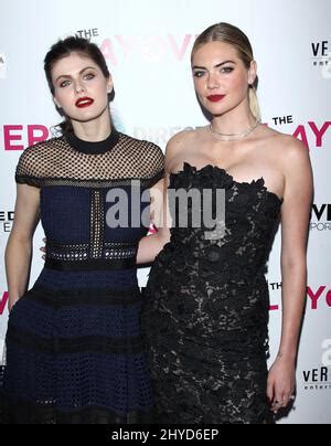 Alexandra Daddario and Kate Upton attending the premiere of The Layover ...