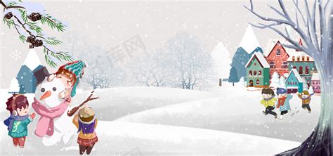 冬天来了可爱卡通堆雪人banner背景图片免费下载-千库网