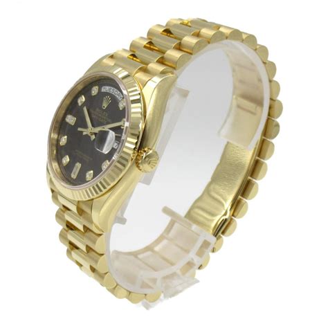 ROLEX ROLEX Day-Date Wrist Watch 128238A Dark Grey Diamond Dial 18K ...