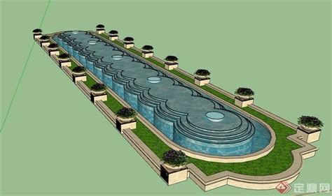 欧式详细的水池素材设计su模型