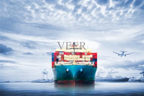国际集装箱货轮、货运飞机远洋物流运输、货运运输、海运照片摄影图片_ID:159316884-Veer图库
