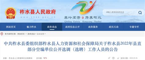 2022年陕西商洛市柞水县县直部分空编单位工作人员选调（选聘）公告【58人】