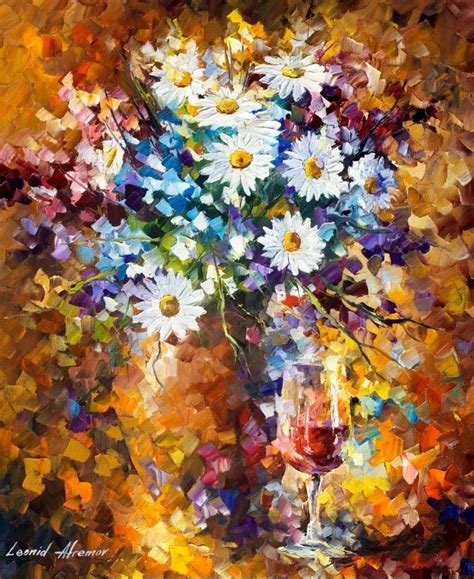 色彩斑斓的花儿，白俄罗斯画家Leonid Afremov_绘画