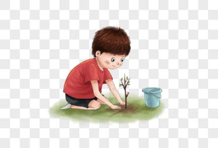 种树的小孩元素素材下载-正版素材401683872-摄图网