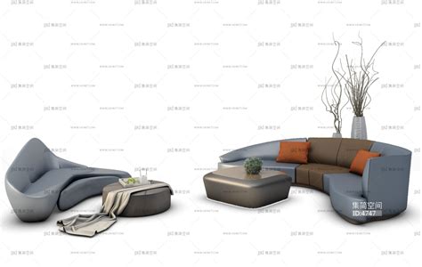 Z14-0712现代沙发组合3d模型下载-【集简空间】「每日更新」