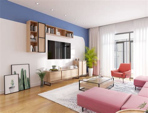 现代风格的卧室用淡蓝色与白色来设计出撞 - 美范儿设计效果图 - 躺平设计家
