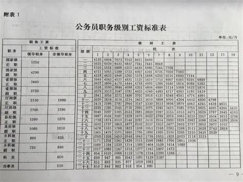 2019年国家公务员工资标准套改等级对照表 - 分析行业新闻