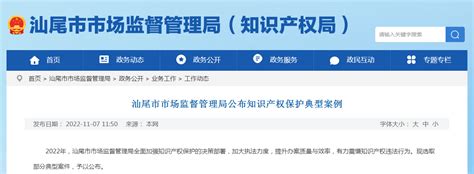 广东省汕尾市市场监督管理局公布知识产权保护典型案例-中国质量新闻网