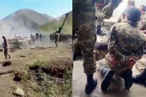 实拍：亚美尼亚炮击阿塞拜疆 战车瞬间被摧毁 12名士兵被俘虏！_凤凰网视频_凤凰网